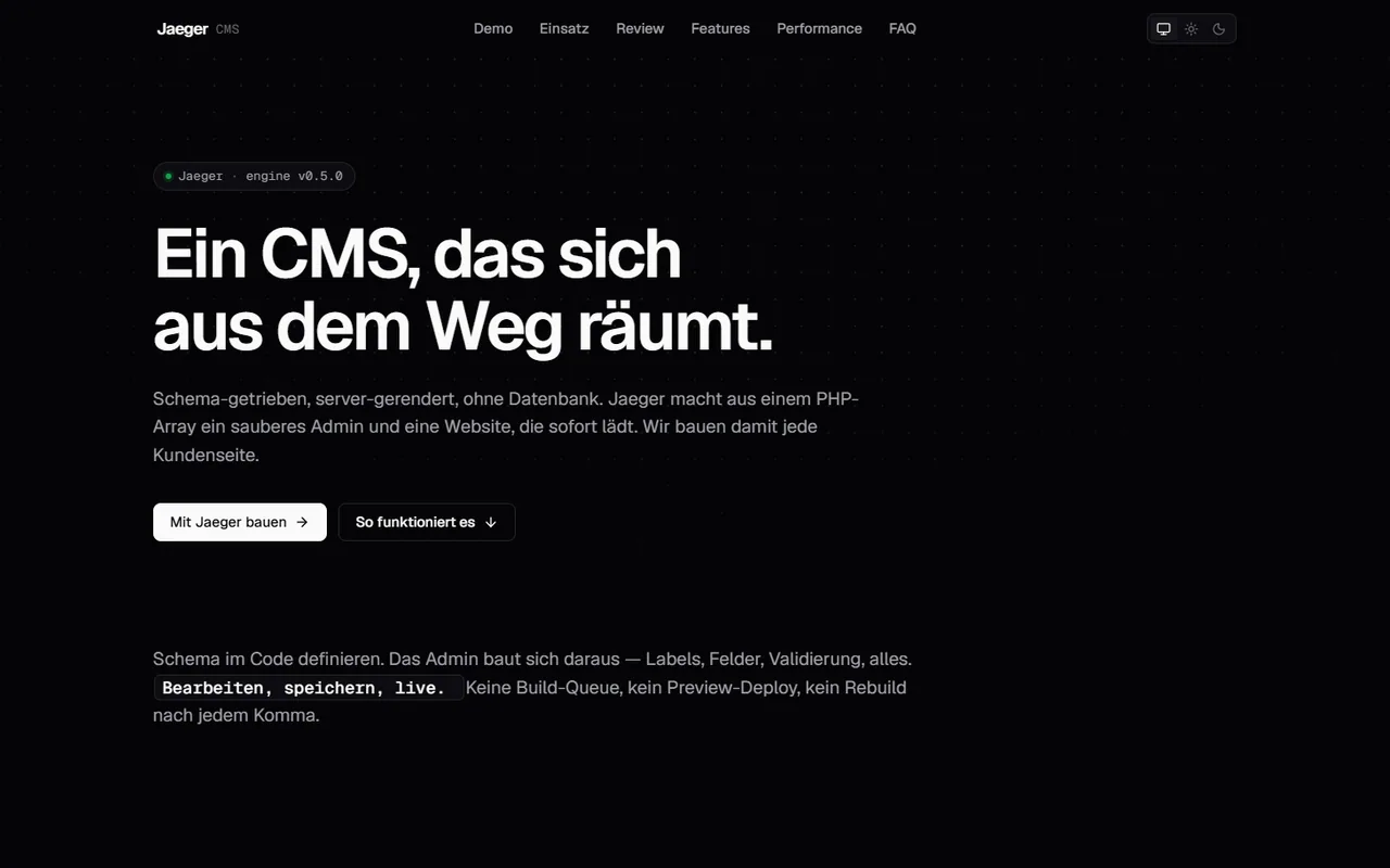 Jaeger CMS preview